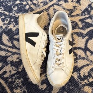 Veja White Sneakers with Black Detailing